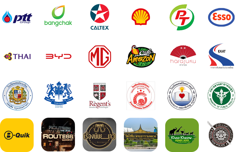 โลโก้ลูกค้าของ The Toilet Partition ได้แก่ PTT Group, Bangchak, Caltex, Shell, PT, Esso, Thai Airways, BYD, MG, Café Amazon และหน่วยงานต่าง ๆ