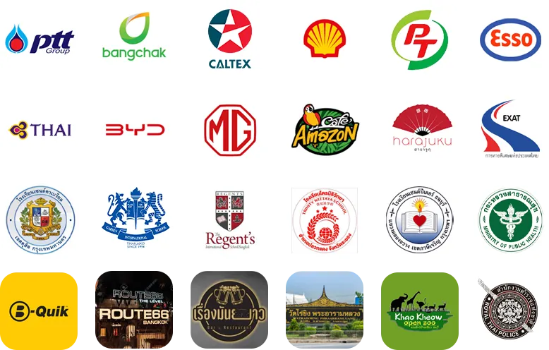 โลโก้ลูกค้าของ The Toilet Partition ได้แก่ PTT Group, Bangchak, Caltex, Shell, PT, Esso, Thai Airways, BYD, MG, Café Amazon และหน่วยงานต่าง ๆ